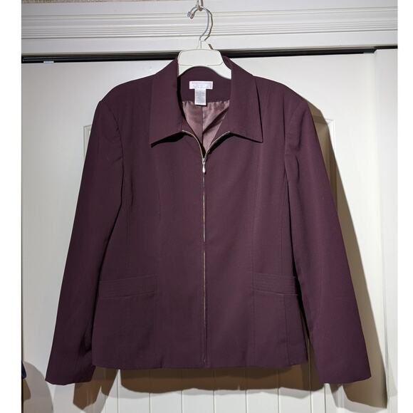 Worthington Works Stretch Separate Burgundy Fully Lined Blazer Womens Sz 18 - Picture 1 of 10